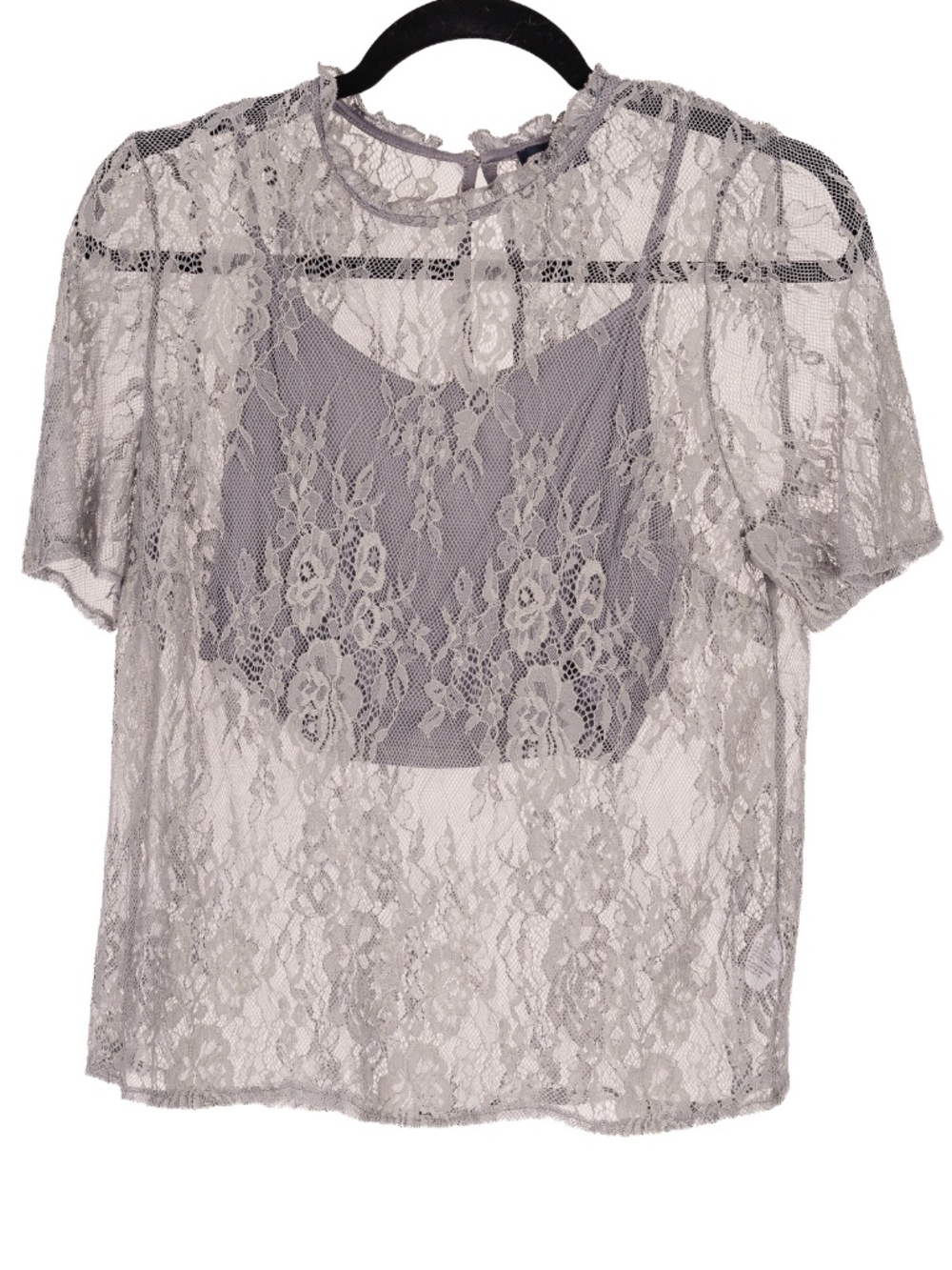 American Eagle Outfitters lilac lace short sleeved sheer shirt with crop cami M.